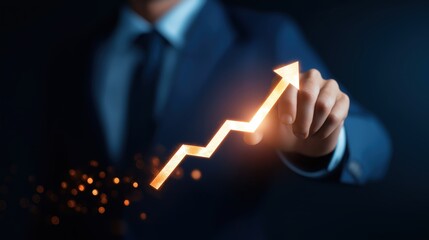 Cost reduction and business efficiency, faceless businessman holding glowing downward arrow icon for procurement strategy