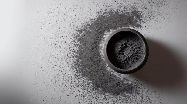 Ash bowl with gray ashes placed on a white background for Ash Wednesday  