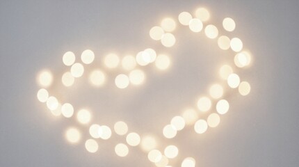 Glowing lights shape of heart symbolizing affection and warmth