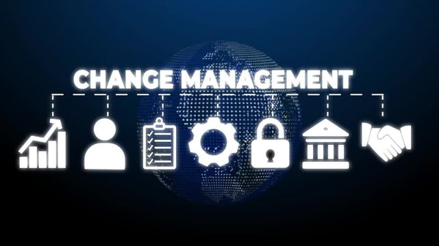 Change management banner web icon illustration concept business transformation and organizational change with team, strategy, plan, improve, engage, execute, measure,