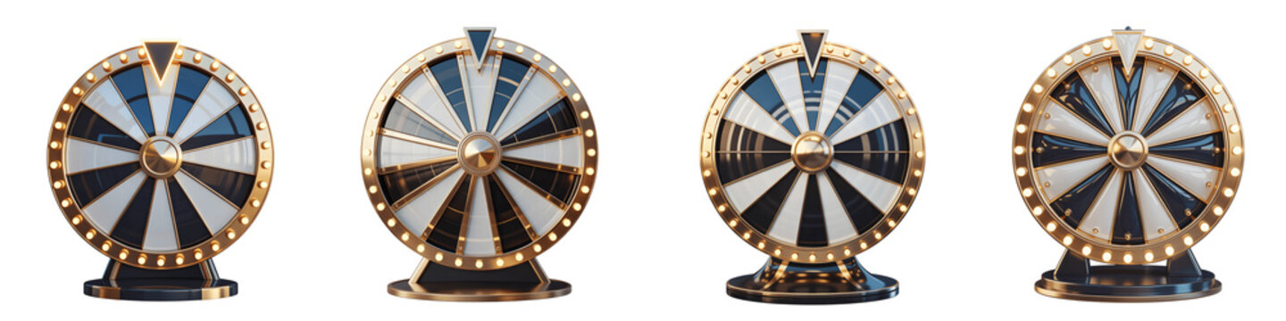 Set For Four black prize wheels isolated on transparent background