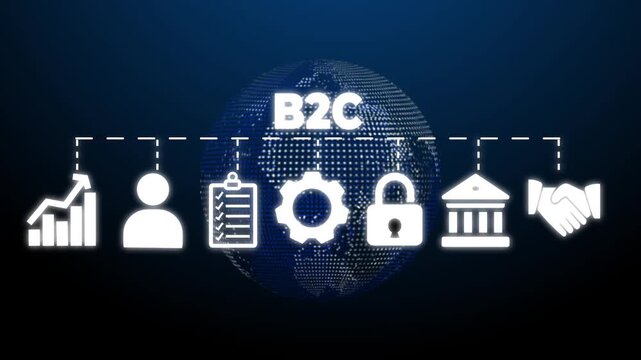 B2C banner web icon vector illustration concept with icon of business, consumer, communication, feedback, marketing, internet.