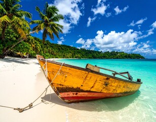 tropical beach with boat