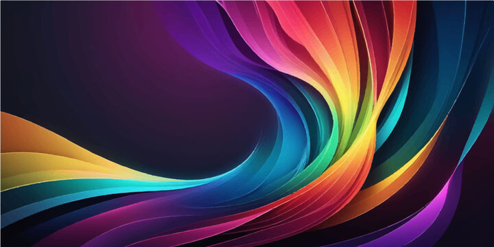 Abstract colorful wave background featuring a glowing rainbow flow of purple and blue fractal lines in a bright motion design for an artistic wallpaper texture