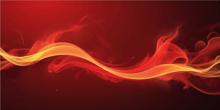 An abstract red smoke background featuring dynamic glowing waves and fractal fire lines creates a dark motion art wallpaper with a curved flame pattern and energy effect design