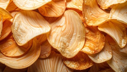Crispy Potato Chips - A Close-Up View of Golden Snack.
