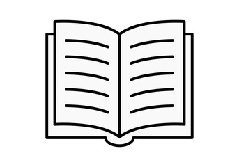 Icono de libro abierto con p&aacute;ginas de texto para lectura y educaci&oacute;n