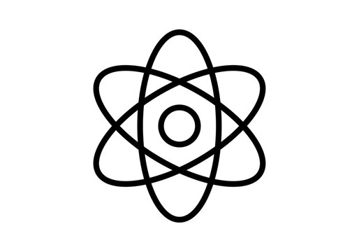 Icono de &aacute;tomo o estructura molecular con n&uacute;cleo y &oacute;rbitas de electrones
