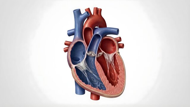 Human Heart Anatomy Frontal Cross Section Illustration