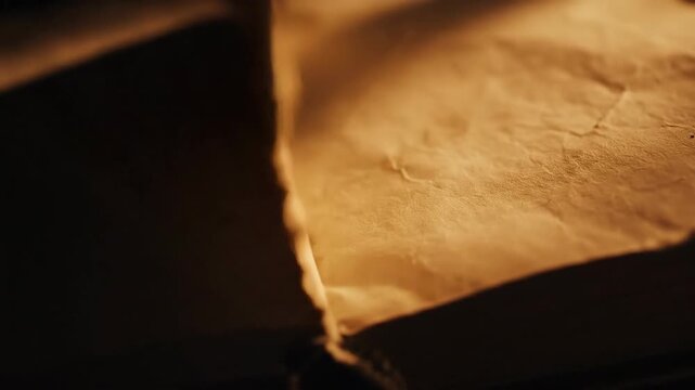 Close up of aged paper texture with warm lighting and detailed surface