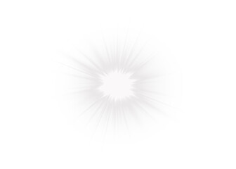 White sparkle light effect isolated on transparent background. Glowing silver white light. Shining star, light spark with rays. Light sparkle bling effect. Light PNG. Flare light, lens flare