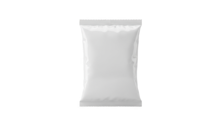 Blank white plastic food packaging pouch mockup for design presentation isolated on transparent background