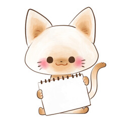 白紙の看板を持ったネコ