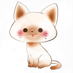 笑顔でお座りしているネコ