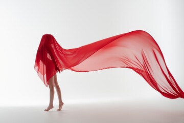 Expression of beauty and elegance with flowing fabric in soft light