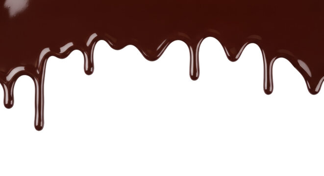 Dark chocolate dripping over background sweet indulgence creamy texture isolated on transparent background