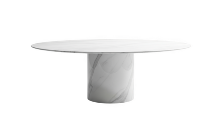 Elegant white marble round dining table interior design furniture piece sleek minimalist style isolated on transparent background
