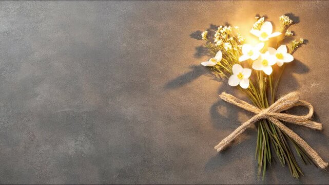 White blossoms with warm light celebrating Imbolc, Saint Brigid's Day, symbolizing renewal, purity, and the promise of fresh seasonal growth emerging