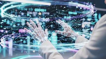 Professional digital network visualization overlay of connected nodes and data flows. Technology concept of internet communication, cyber infrastructure, artificial intelligence and futuristic - Powered by Adobe