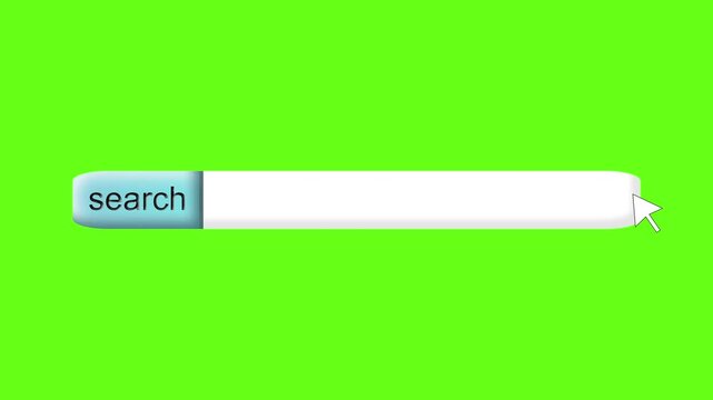 internet search engine entry box search bar with long pause in the middle of the clip for easy cutting to preferred length isolated animated 4K video animation with chroma key green screen background 
