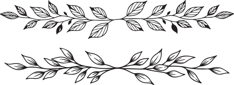 Elegant hand-drawn leaf border design Vector