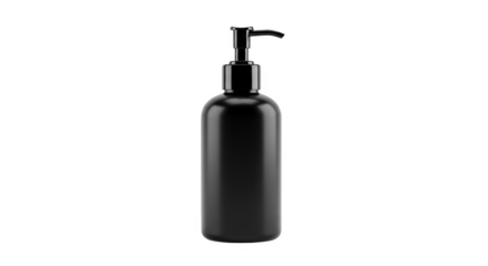 Minimalist pump bottle cosmetic packaging mockup for liquid soap isolated on transparent background