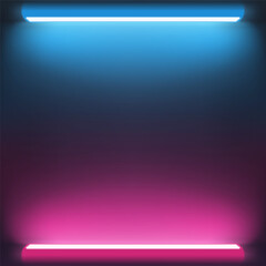 Futuristic Neon Studio Background with Pink and Blue Glowing Light Tubes, Vector Illustration