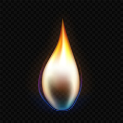 Realistic Blue and Orange Gas Flame Isolated on Transparent Background, Vector Illustration