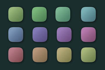 Neumorphic Vector App Icon Templates Set with Soft Color Gradients and Subtle Shadows, Vector Illustration