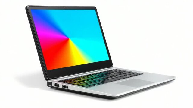 Video A laptop computer placed on a clean and minimalist white surface
