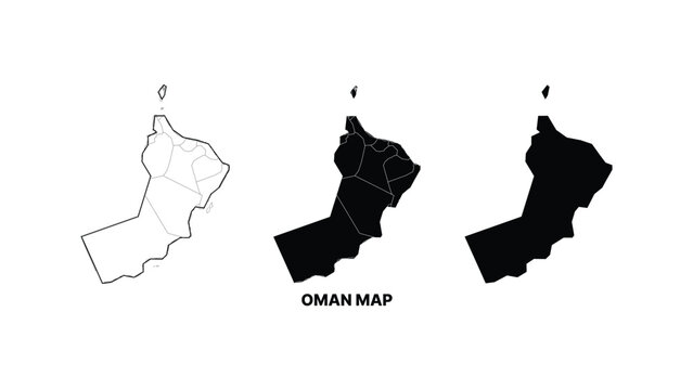 Minimalist oman map in monochrome