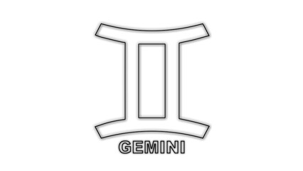Fototapeta premium Black and White Gemini Zodiac Sign Outline Minimalist Monochrome Illustration