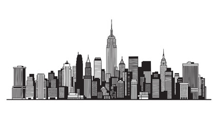 Obraz premium Black and white New York City skyline silhouette illustration