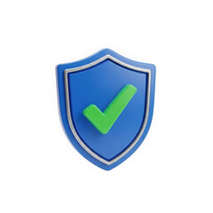 3d rendered checkmark shield