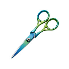 Iridescent Scissors with Blue and Green Hues on Black isolated on a transparent background