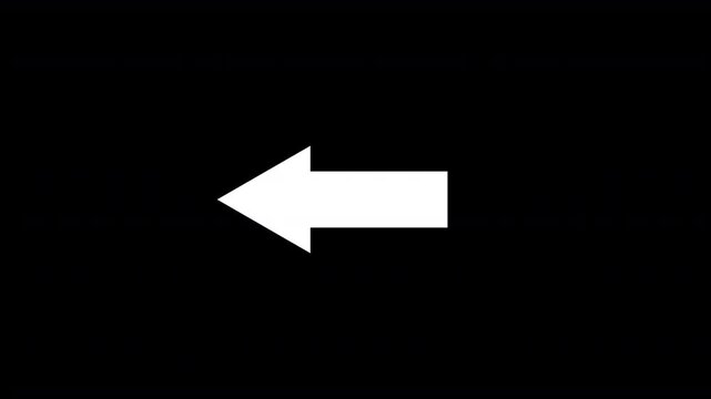 white arrow pointing left animation on an invisible transparent alpha channel background instructional guide diagram illustration directional arrows animated 4K video	
