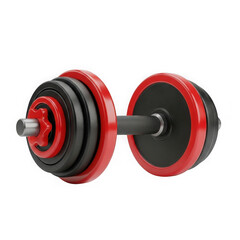 3d rendered red dumbbell with black weights