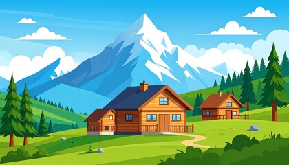 Idyllic Mountain Retreat - Cozy Cabins Amidst Majestic Peaks.