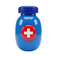 Fototapeta premium Blue bottle with red cross symbol