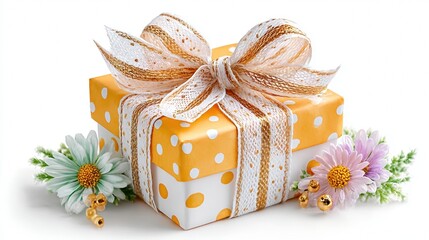 Clean studio product shot with polka dot wrapping design.