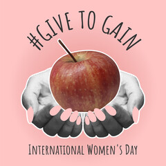 Square Postcard for March 8th, Give to Gain with Apple