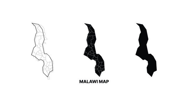 Minimalist map of malawi in flat design style