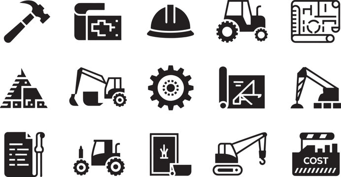 Construction and engineering symbols industrial tools