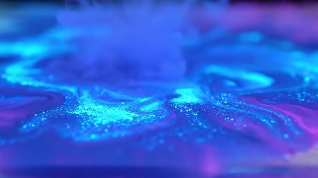 Vibrant Blue and Purple Ink Mixing and Spreading in Water.