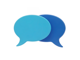 Two speech bubbles in conversation isolated on transparent background