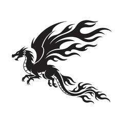 Fototapeta premium Stylized tribal dragon illustration isolated on transparent background