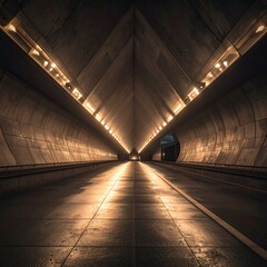 Illuminated Perspective - A Tunnels Converging Lines and Light.