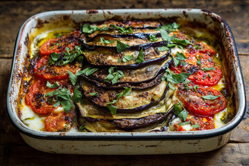 baked eggplant in a pan