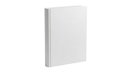 Blank white hardcover book mockup for presentations stationary template isolated on transparent background