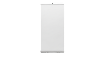 Blank white roll up banner stand mockup presentation display advertising equipment isolated on transparent background